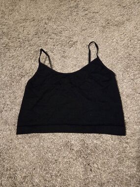 Wild Fable Black Ribbed Cropped Cami Tank Top